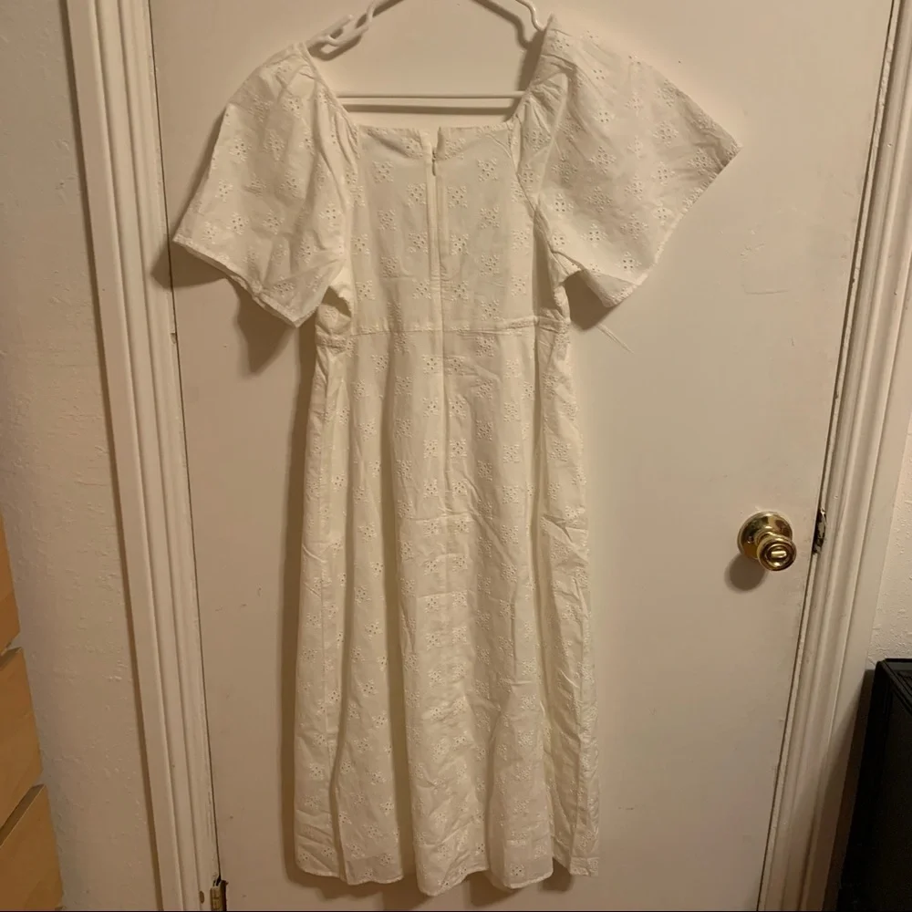 Madewell White Eyelet Tie-Front Midi Dress